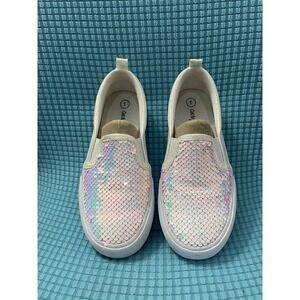 Cat & Jack Flip Sequin Girls Aliki Iridescent Slip On Shoes Size 1